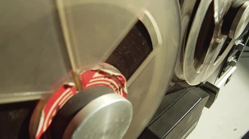 Vintage Reel-to-Reel Tape Recorder Rotating