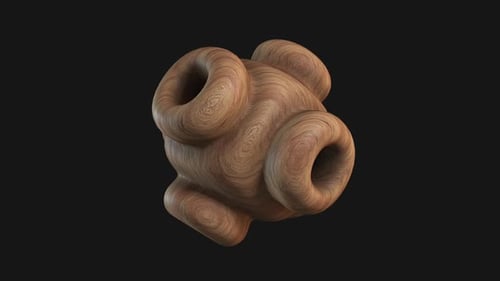 3 x geschnitzter Knoten aus glattem Holz in Würfelform