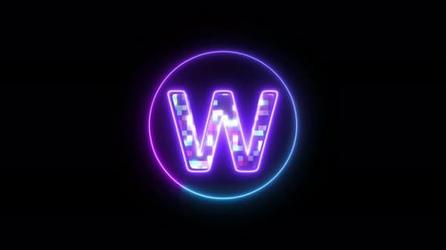 Neon Glowing Letter W Logo Reveal Animation