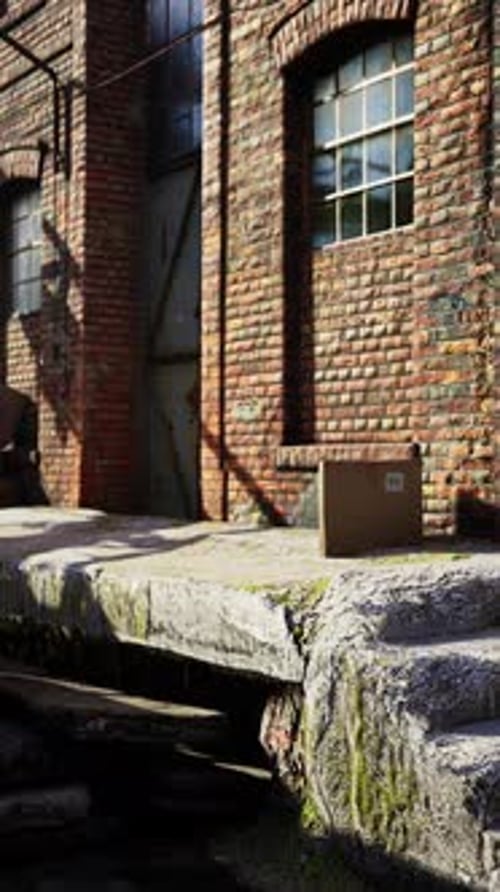 Old Factory Exterior with Buildings and Chimney