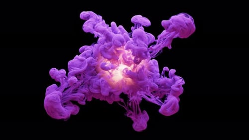 3D animation of a fantastic multicolored explosion. Alpha Channel.