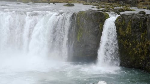 8k Nature Landscape Beautiful Waterfall in Iceland Pure River and Clean Environment at Winter Famous