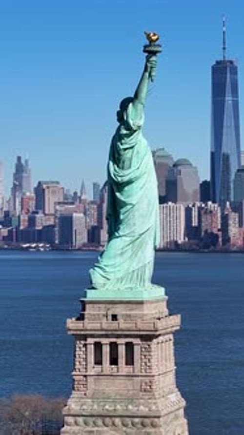 Statue Of Liberty At Manhattan In New York United States.