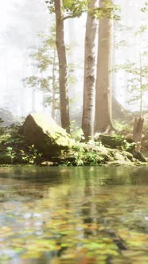 A Stream Running Through a Lush Green Forest