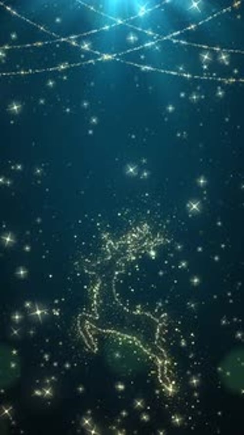 Christmas Sparkling Reindeer and Stars Vertical Background