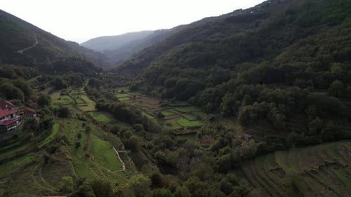 Panoramic view of rural nature in the mountains