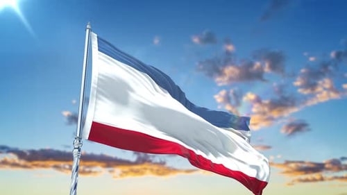 Realistic Waving Flag Against a Sunny Blue Sky