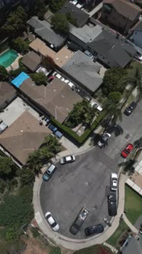 Aerial video of the streets of Santa Monica, California