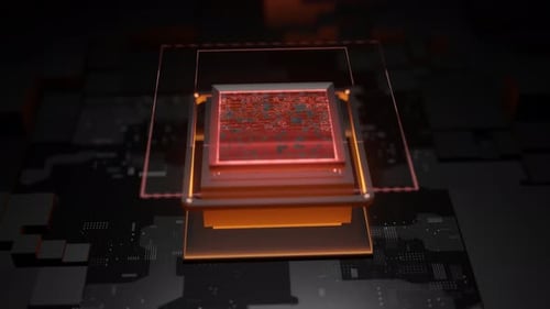 Concepto abstracto de activación de CPU: expansión de impulsos de energía visualizada