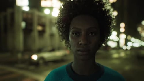 Realistic 3D Render of a Woman's Face at Night