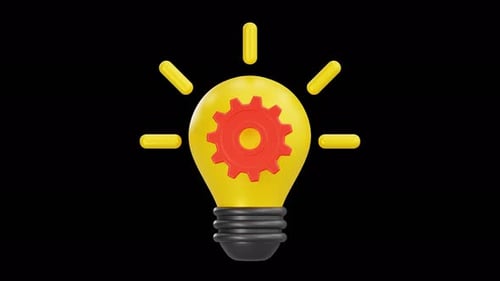 Animação 3D da lâmpada Creative Idea com equipamento | Alpha Channel