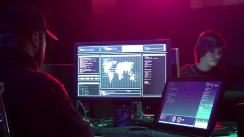 Hackers Making Cryptocurrency Fraud Using Virus Software and Computer Interface Blockchain