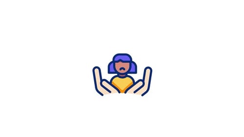 Minimalist Animated Icon of Person Protected by Cupped Hands