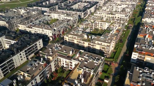 Contemporary residential building in the city. Exterior of a modern design of multistorey apartment