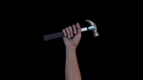Labor Day Concept - Raise Hand with Hammer