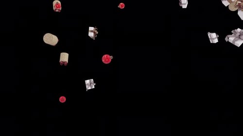 Festive Christmas Gift Boxes and Ornaments Falling Animation