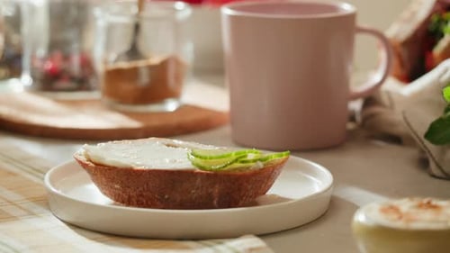 American Pastrami Sandwich with Ham Meet Cuts in Restaurant Cooking Famous Thick Cut Sous Vide Beef