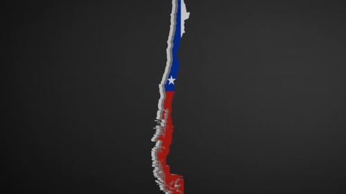 3D Map of Chile with National Flag Texture Reveal