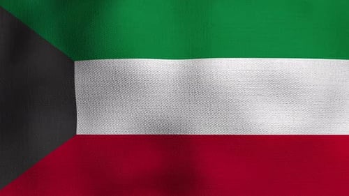 Kuwait Flag Waving Realistic Fabric Animation