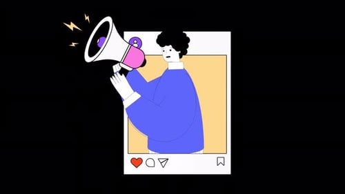 Animated Social Media Post with Megaphone for Digital Marketing