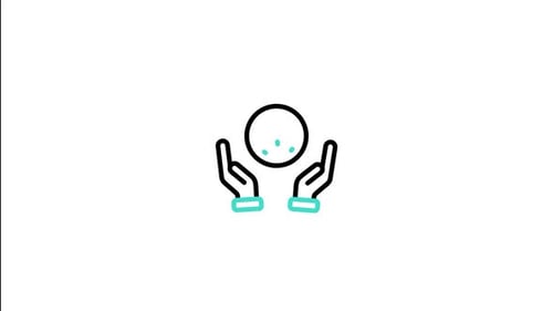 Minimalist Line Art Animation of Hands Holding Water Droplet