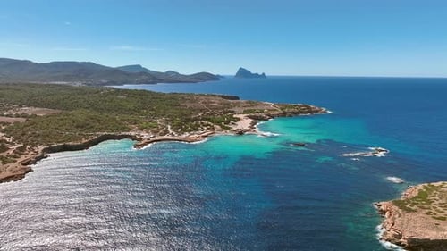 Ibiza Turquoise Waters at Cala Bassa Aerial View