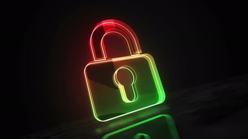 Cyber security with padlock symbol loop digital concept