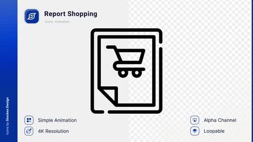 Animated Flat Design Shopping Report Icon