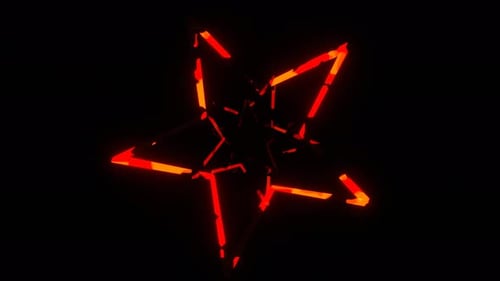 Red And Orange Neon Stars Emerging From The Darkness Background Vj Loop In 4K