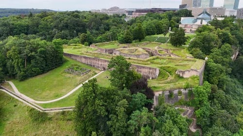 Aerial view of Fort Obergrunewald in Luxembourg City, Luxembourg