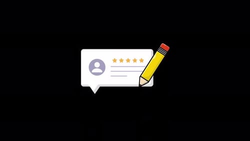 Animated Customer Review Card with Pencil. Review Writing Concept Video - Transparent
