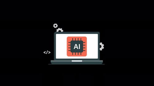 Engenharia de comandos de IA animada. Vídeo do conceito de codificação de inteligência artificial - transparente