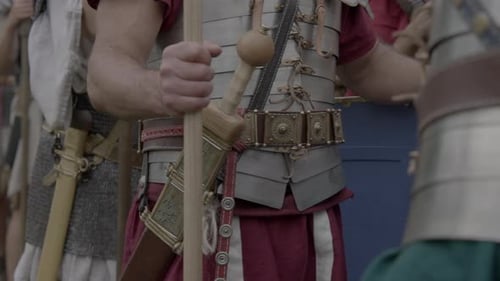 Group of Epic Armies Troop of Historical Gladiators in Uniform Going to War