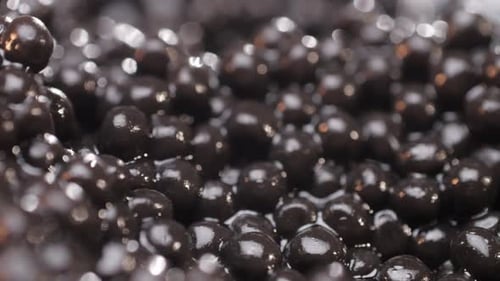 Close Up of Shiny Black Tapioca Pearls