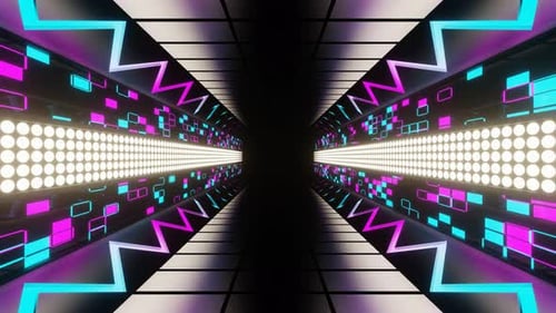 Cyan And Pink Neon Light Corridor Background Vj Loop In 4K