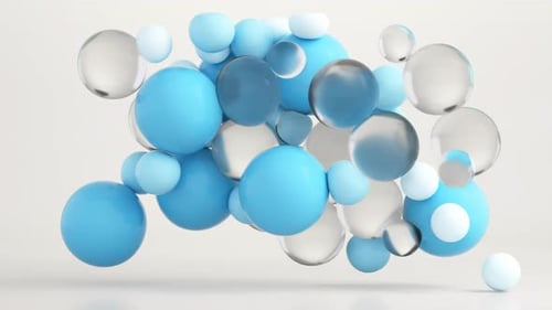 Floating Abstract 3D Spheres Animation with Blue and White Colors