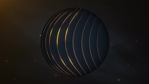 Elegant Golden Striped Sphere Loop Animation