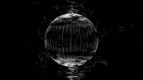 Plexus. Abstract Earth Of Dots Rotating. 3 D Rendering Abstract Technology Pro Res 4444 A16 Alpha Ch