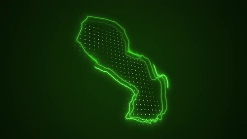 Animated Neon Map Outline Digital Display