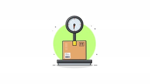 4k Weight Scale with Delivery Box Animation Video