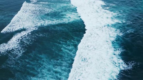Aerial View Beautiful Blue Ocean with Big Waves Water Background