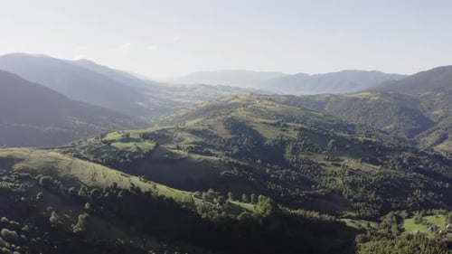 Breathtaking Aerial View of the Rolling Hills in Ukrainian Carpathians