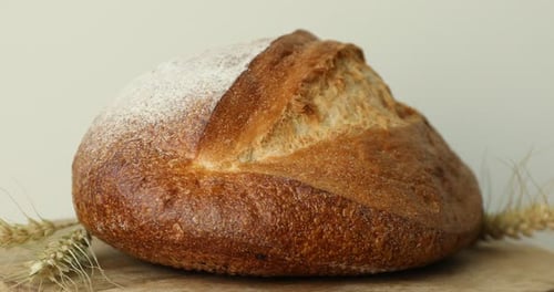 Close-up shot of rustic loaf of bread