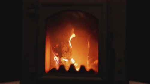 Logs Burning in a Home Fireplace