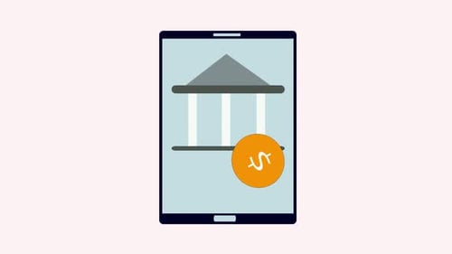 Animated Flat Design Mobile Banking on Tablet