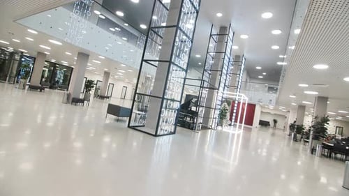 Light Spacious Hall with Binary Code Decorating Columns