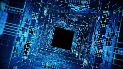 Metallic technological cube board background, 3d rendering.