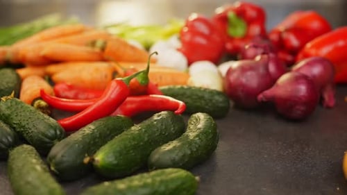 Vegetables are Laid Out on the Kitchen Table for Making Delicious Dishes