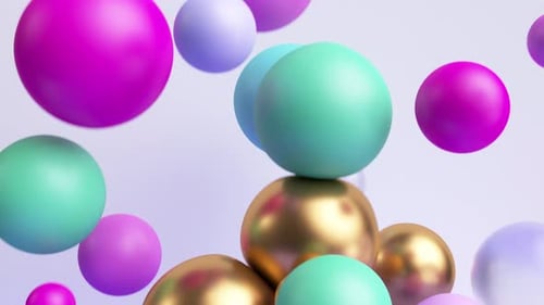 Colorful 3D Spheres Falling and Bouncing Abstract Animation
