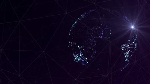 The Planet Digital Earth Hud Particles Rotating With Alpha